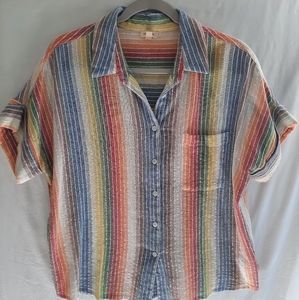 Rainbow button-up